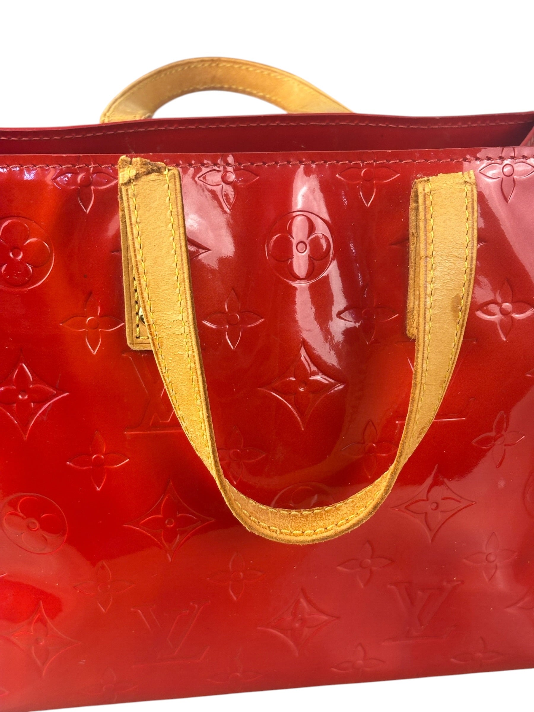 Louis Vuitton Red Canvas Monogram Vernis Hand Bag