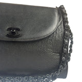 Chanel Black Pebbled Leather Curved Flap 1997