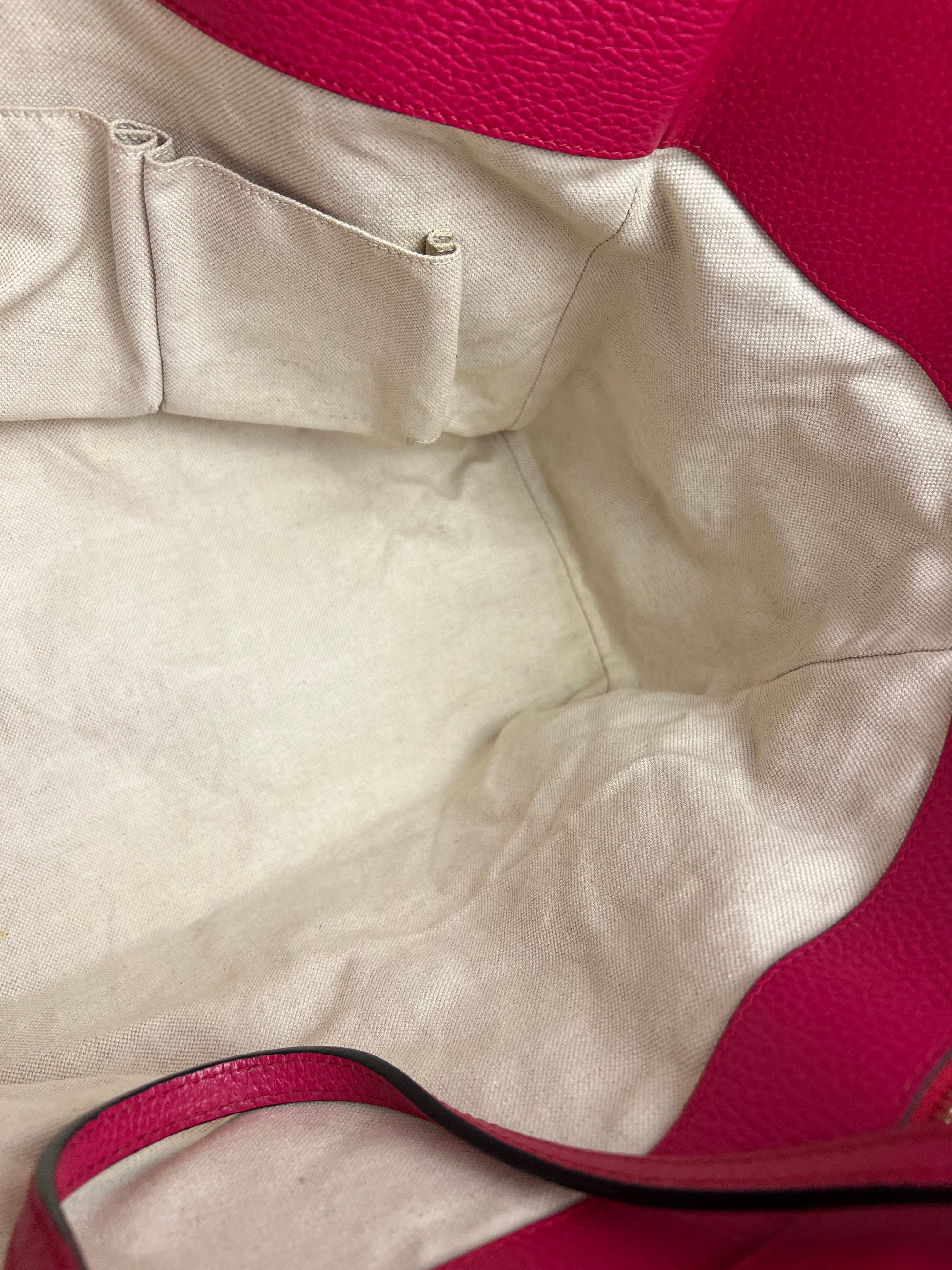 Gucci Hot Pink Pebbled Leather Swing Tote