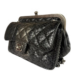 Chanel Black Python Leather Kiss-Lock Flap Bag 2015