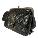 Chanel Black Python Leather Kiss-Lock Flap Bag 2015