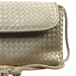 Bottega Veneta Vintage Cream Satin Intrecciato Mini Shoulder Bag