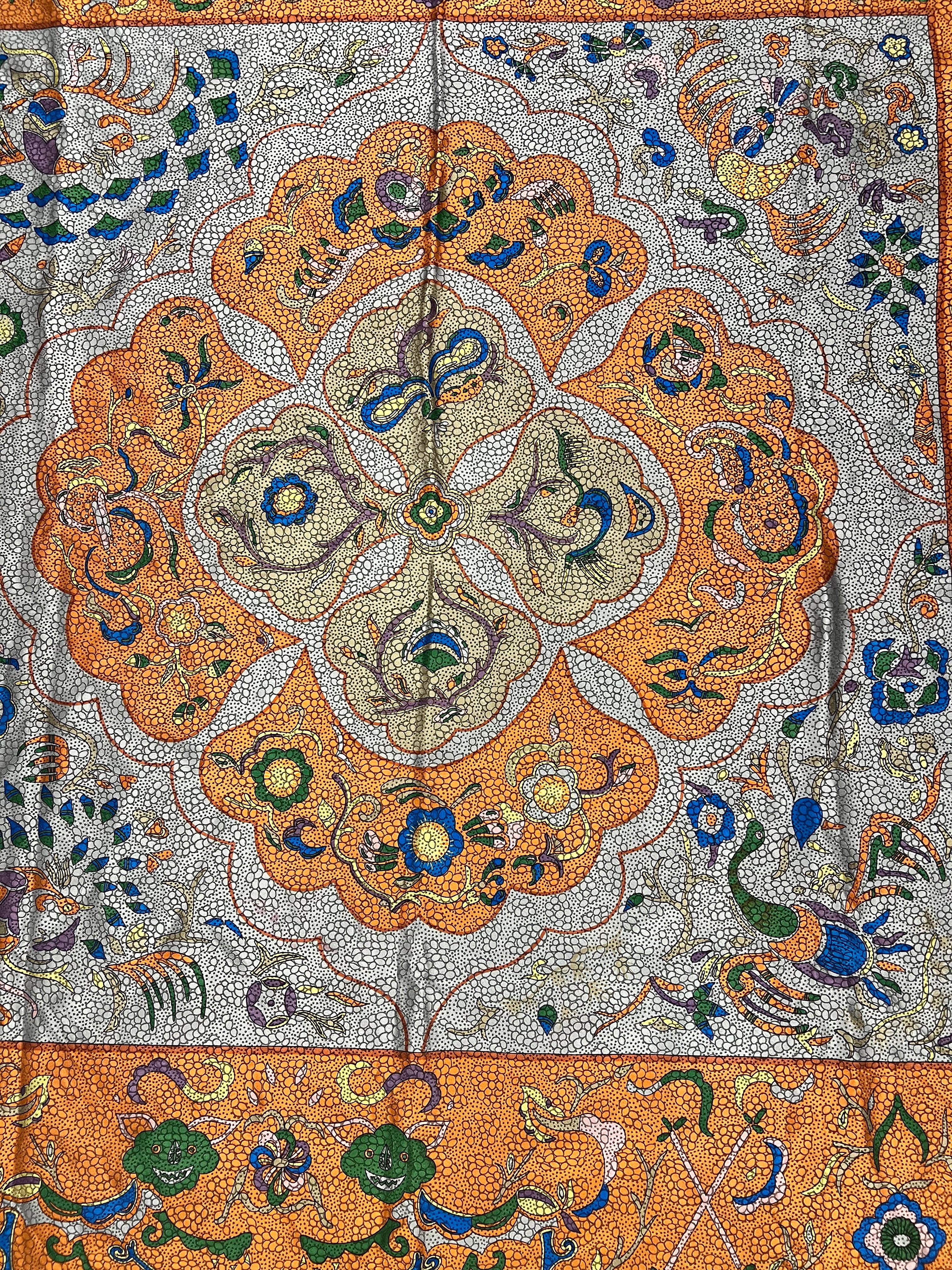 Fendi Silk Multicolor Textured Abstract Scarf