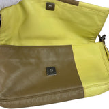 Fendi Camel Tan/Lime Yellow Leather Flap Pochette