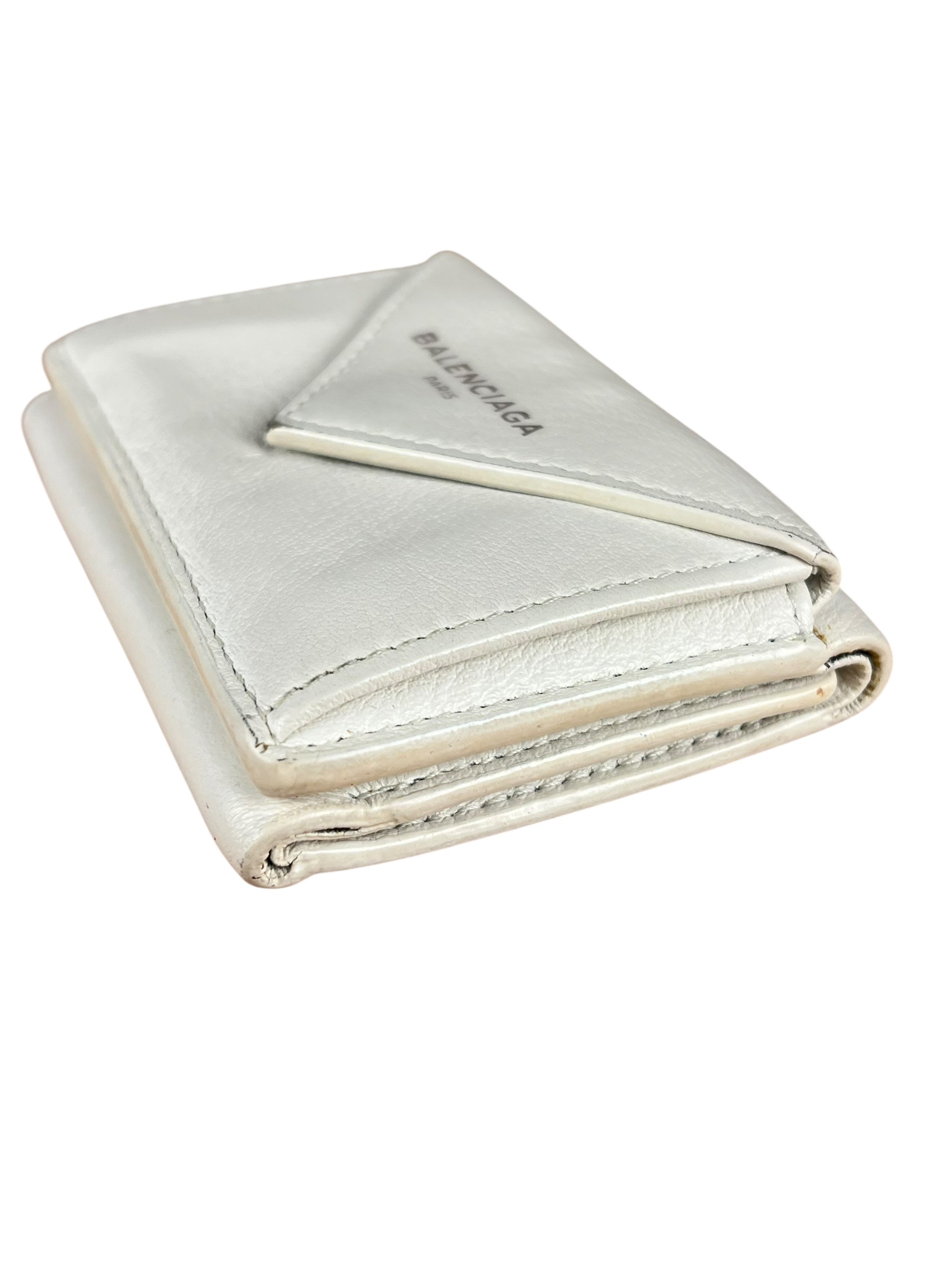 Balenciaga White Leather Papier Compact Wallet