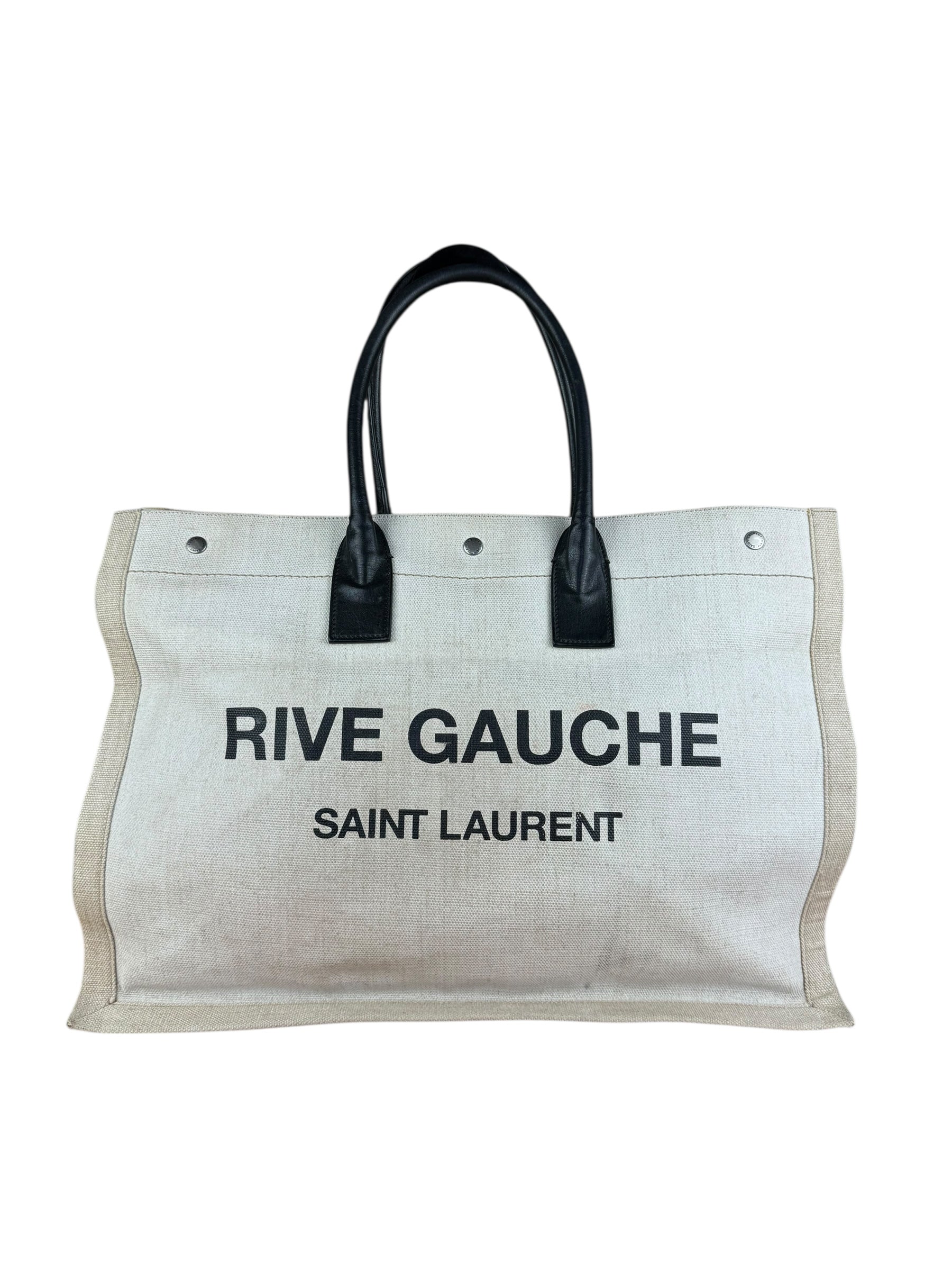 Saint Laurent Beige Canvas Rive Gauche Tote Bag
