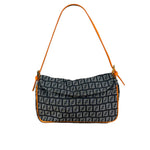 Fendi Orange Leather Trim Zucca Pochette