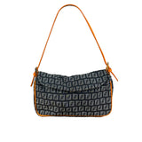 Fendi Orange Leather Trim Zucca Pochette