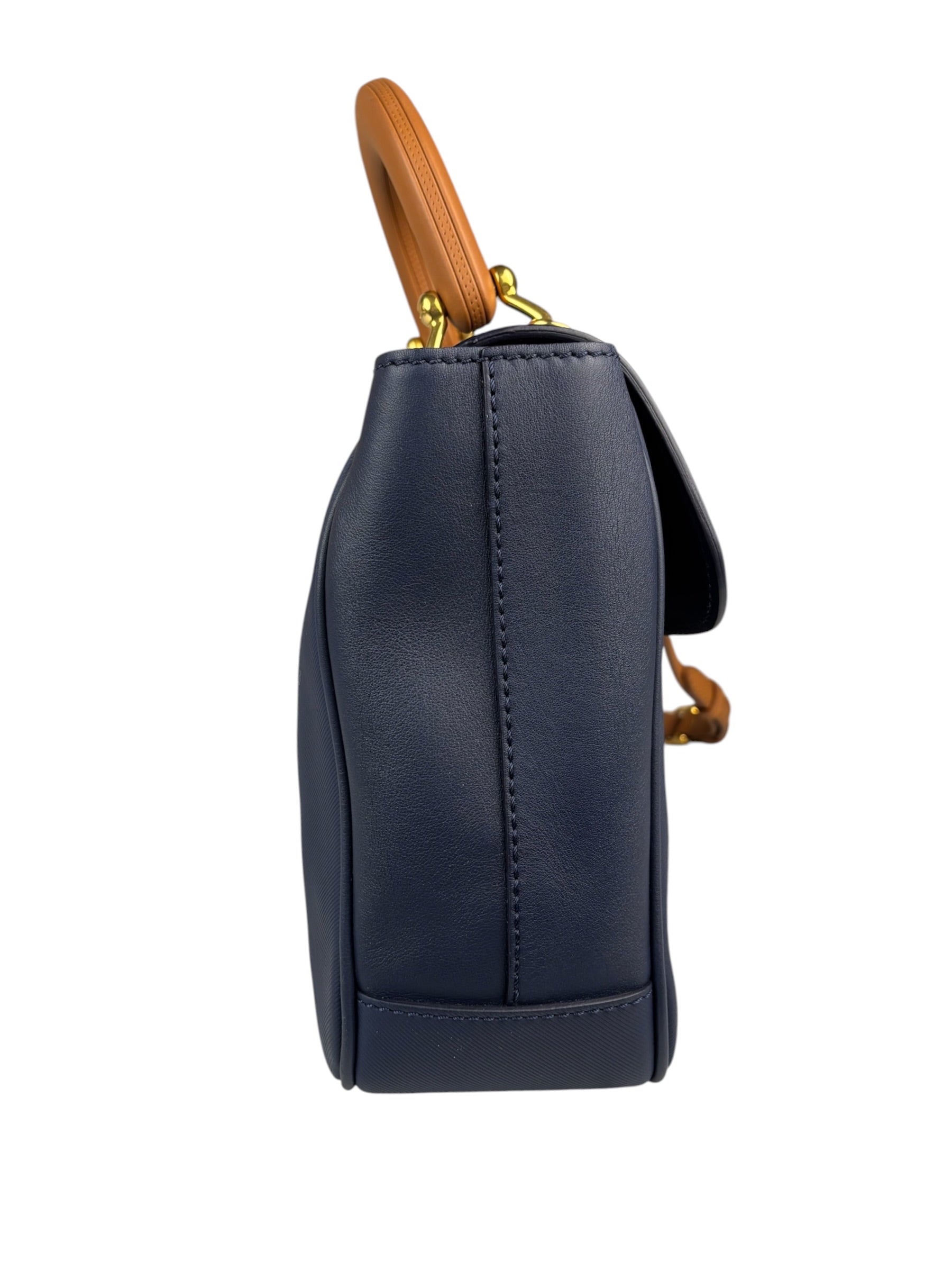 Burberry Navy Blue/Brown Dk88 Medium Two-Way Bag