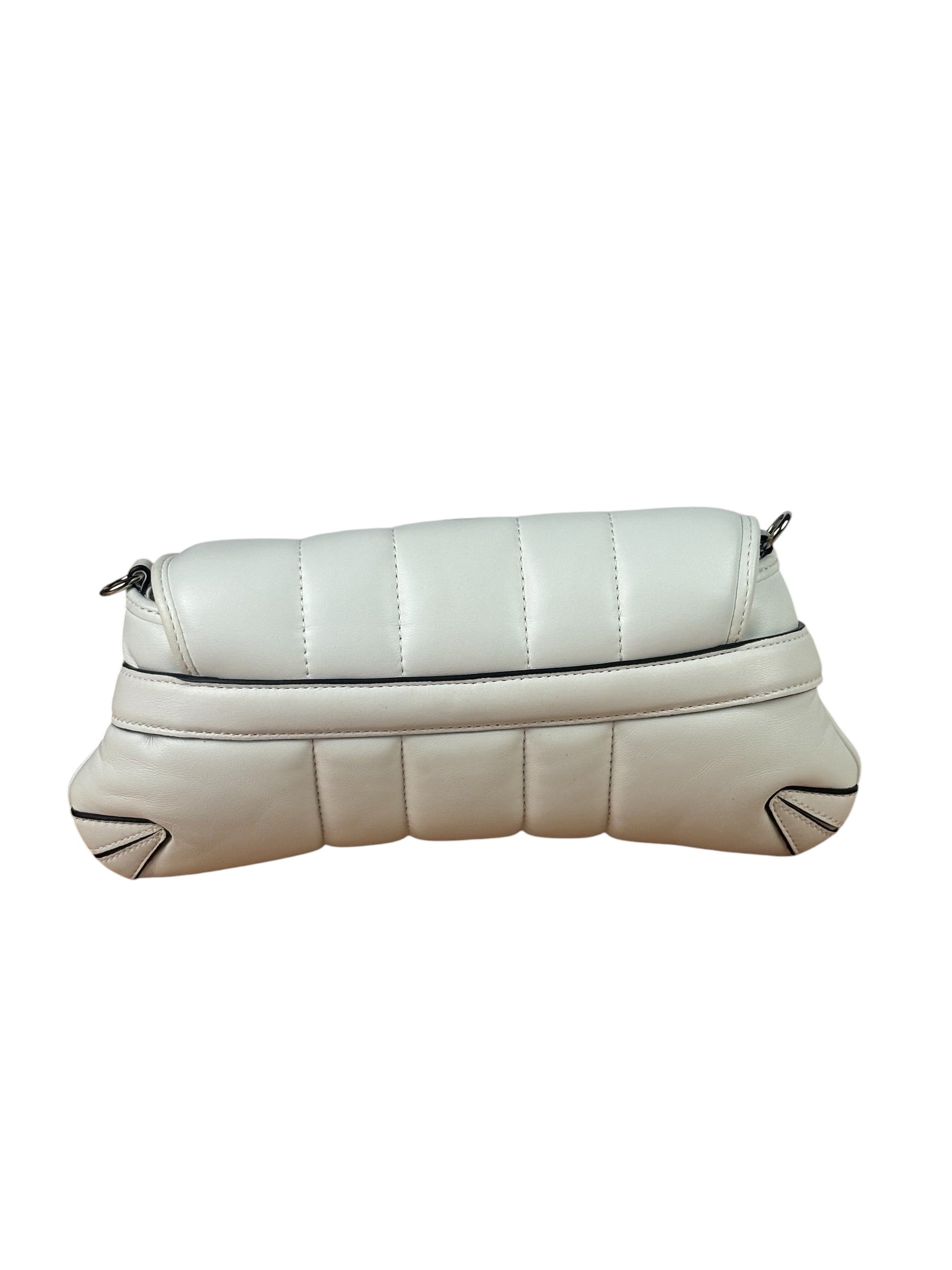 Gucci White Leather Horsebit Shoulder Bag