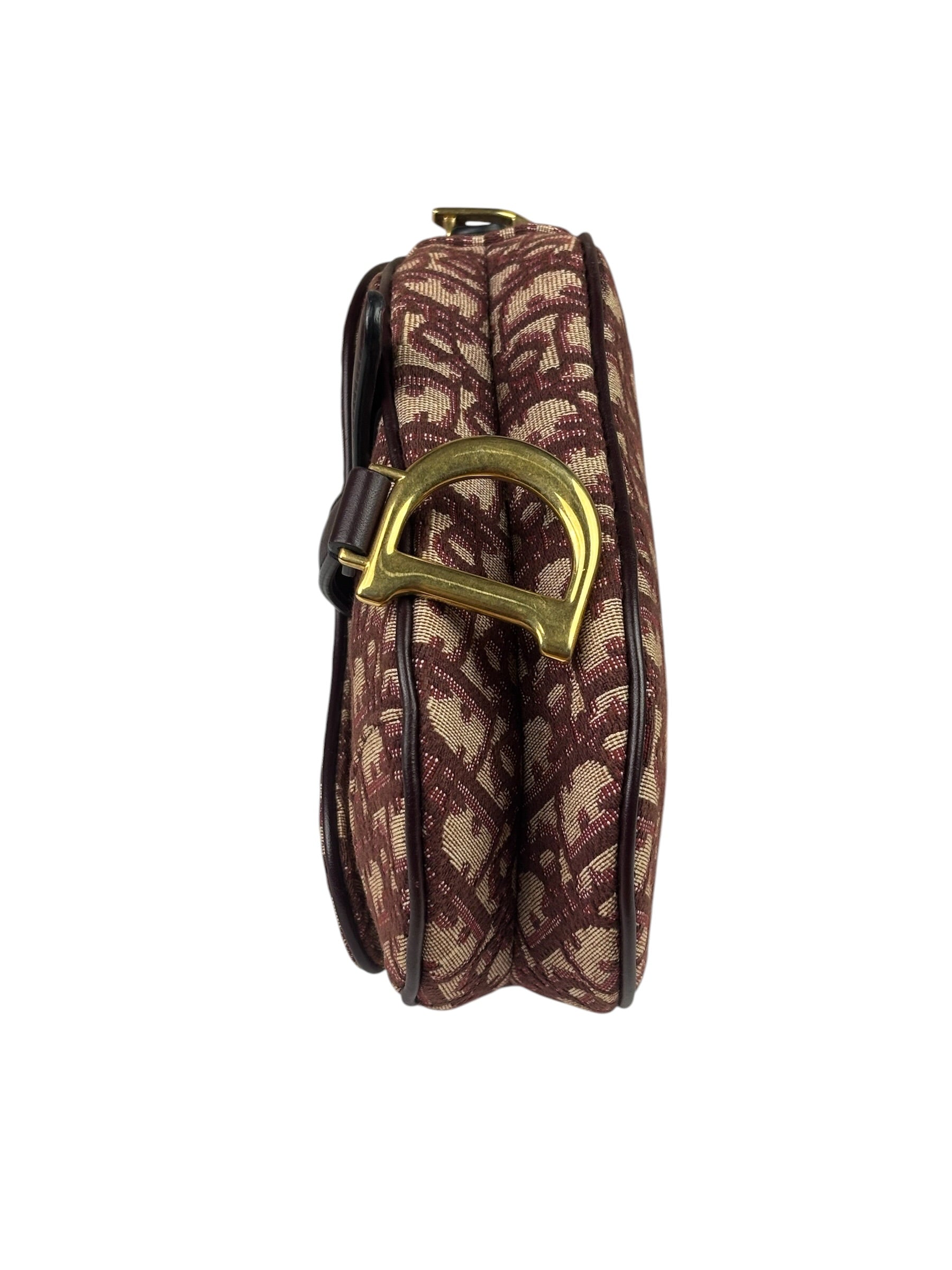 Christian Dior Burgundy Trotter Mini Saddle Bag
