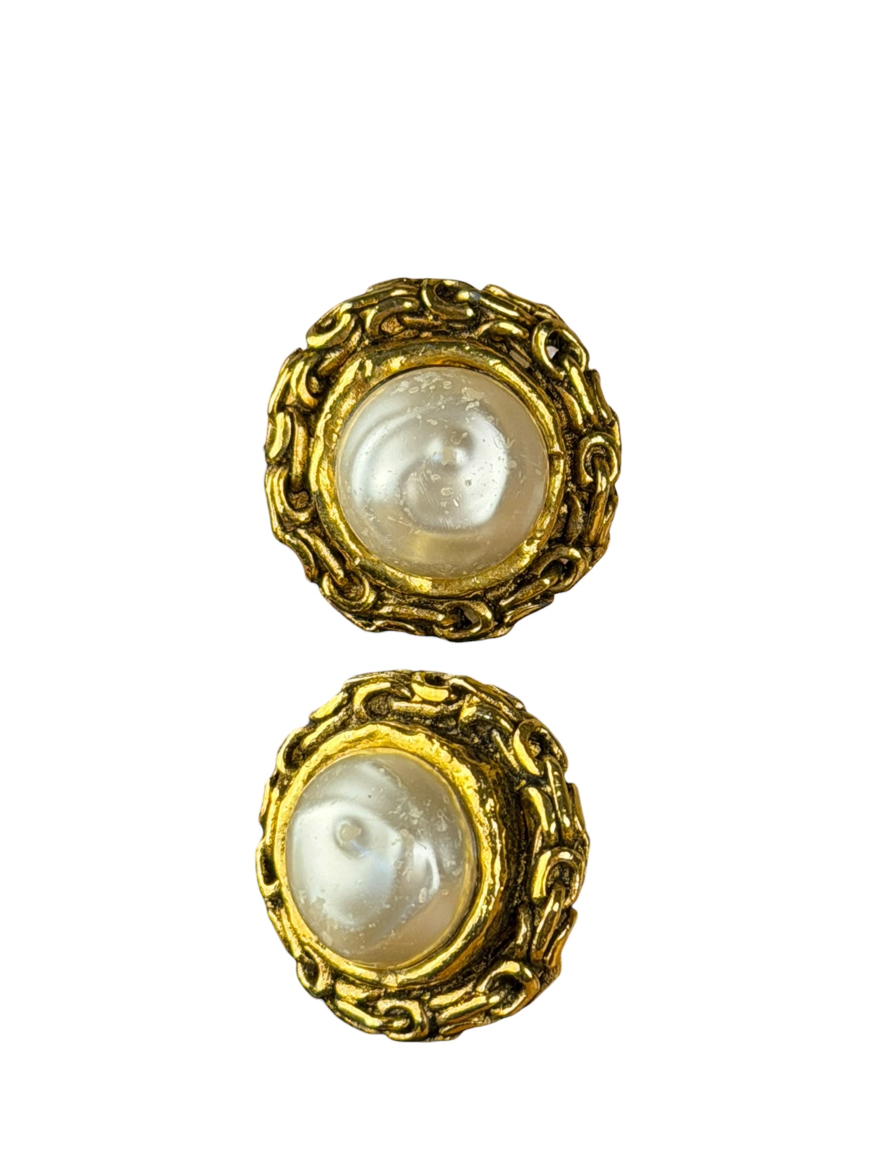 Chanel Vintage Faux Pearl Clip-On Earrings