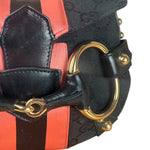 Gucci GG Black/Pink Canvas Horsebit Chain Shoulder Bag
