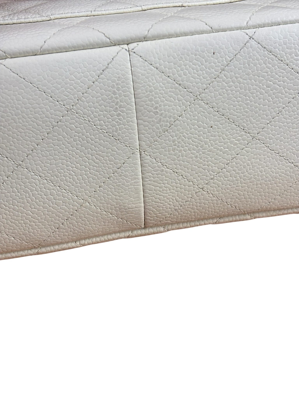 Chanel White Quilted Caviar Large Classic Flap 2005