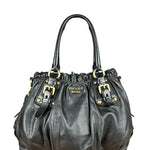 Prada Black Leather Vitello Daino Handbag