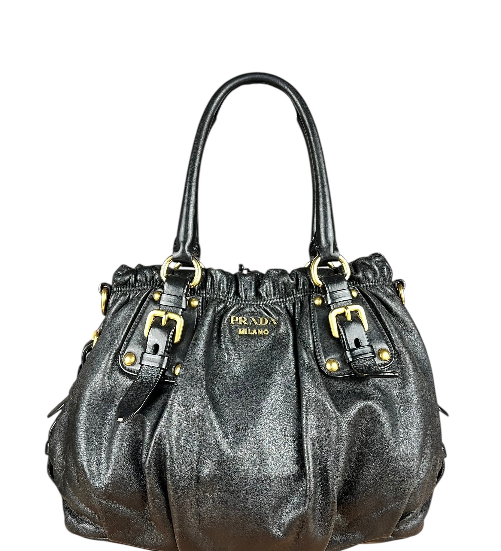 Prada Black Leather Vitello Daino Handbag