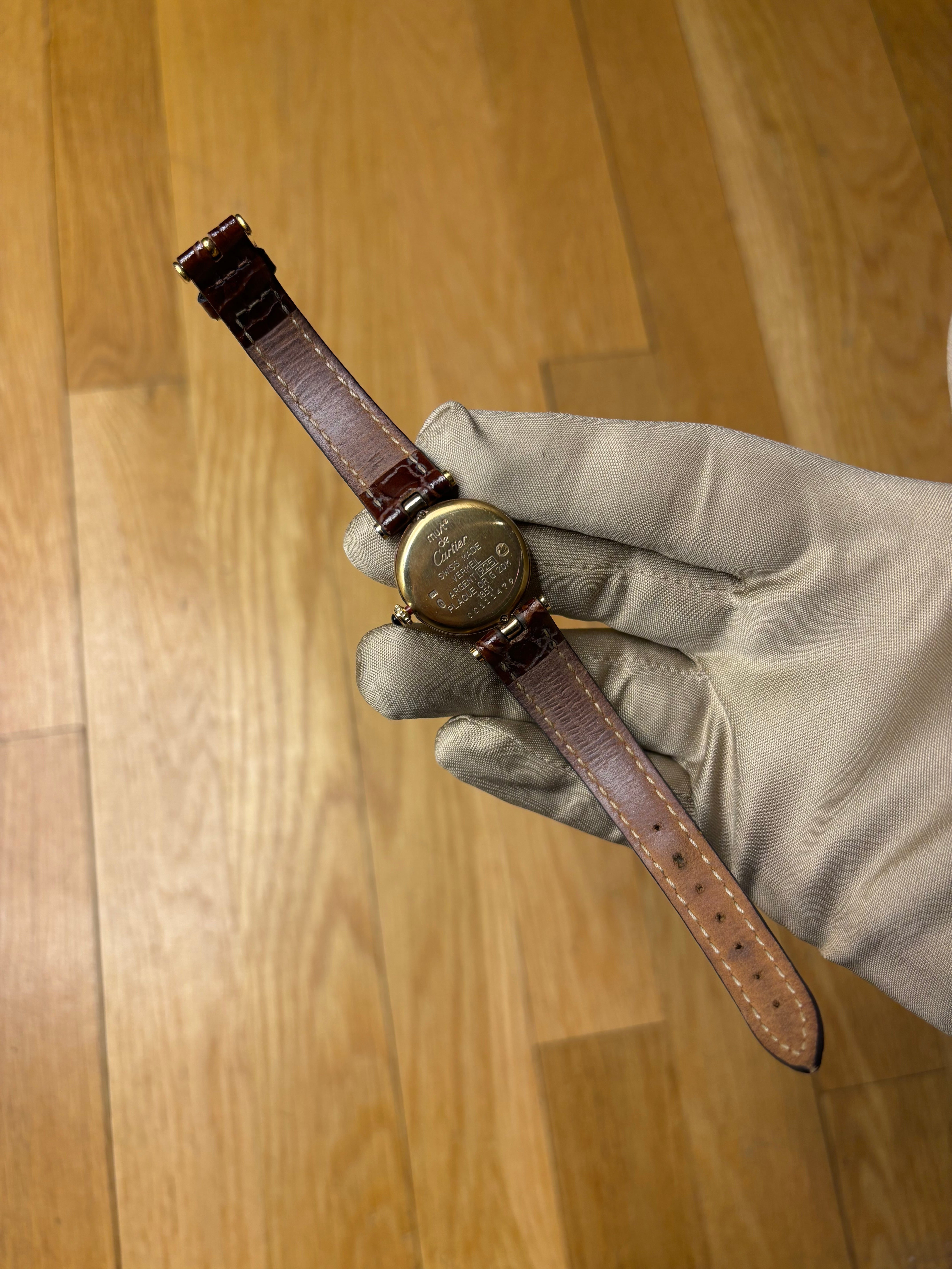 Cartier Must De Vendome Brown Leather Strap