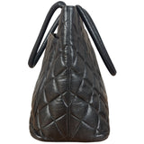 Chanel Vintage CC Black Quilted Caviar Leather Medallion Tote Bag 2002