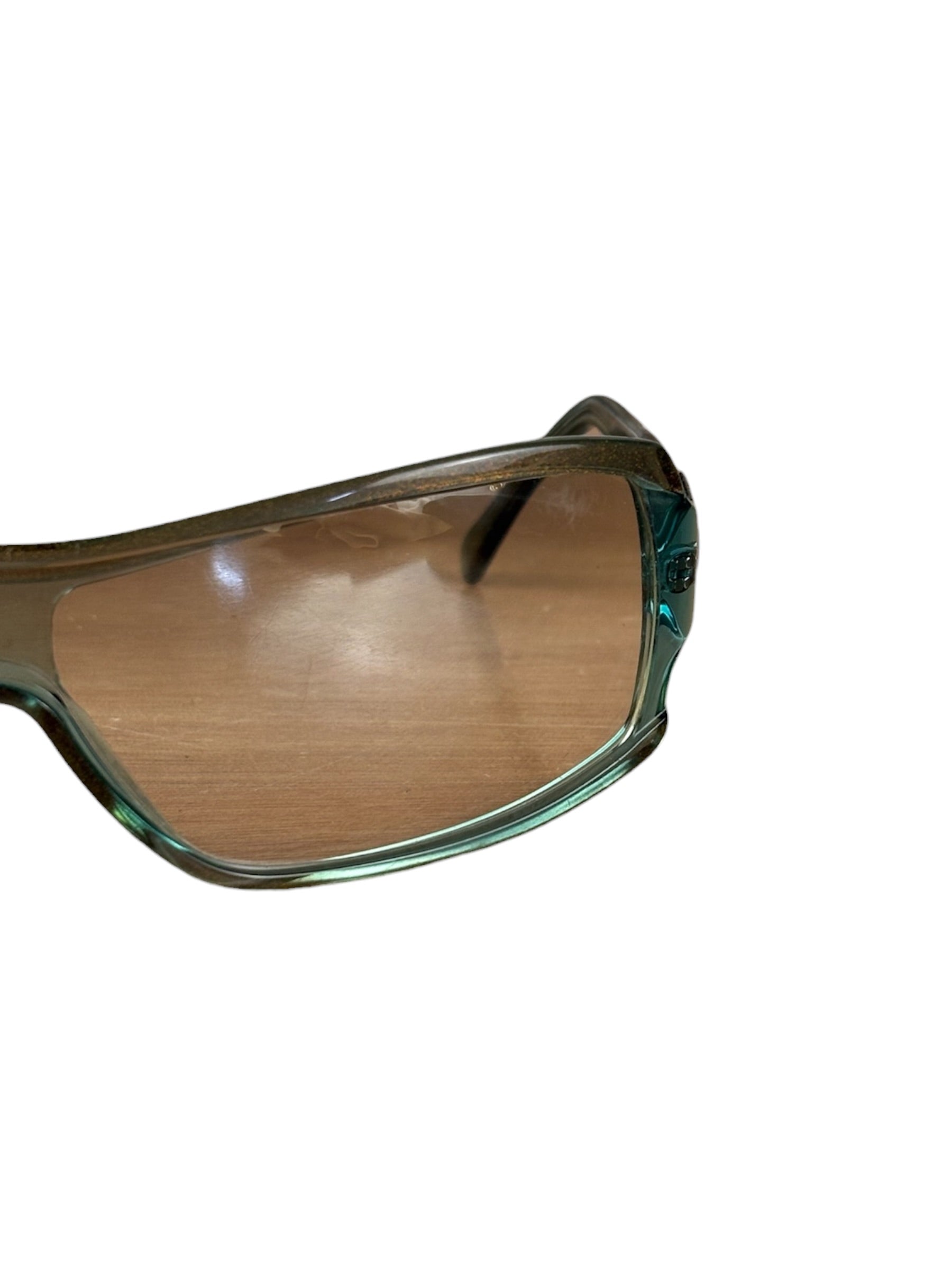 Bvlgari Striking Teal Geometric Temple Sunglasses