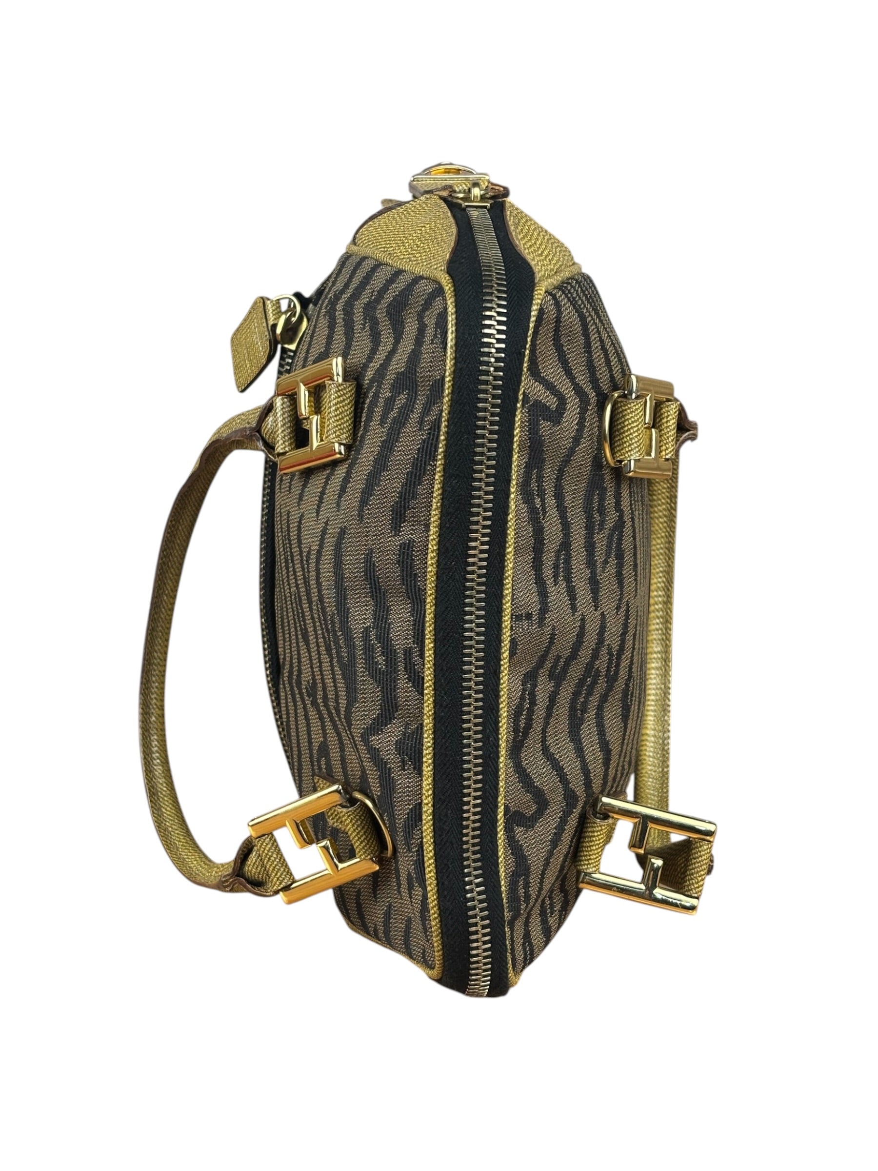 Fendi Vintage Tiger Print Mini Bowler Bag
