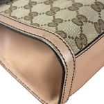 Gucci Peach Leather Trim GG Canvas Emily Chain Flap Shoulder Bag