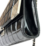 Chanel Black Patent Leather Chocolate Bar Flap Bag 2000