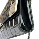 Chanel Black Patent Leather Chocolate Bar Flap Bag 2000
