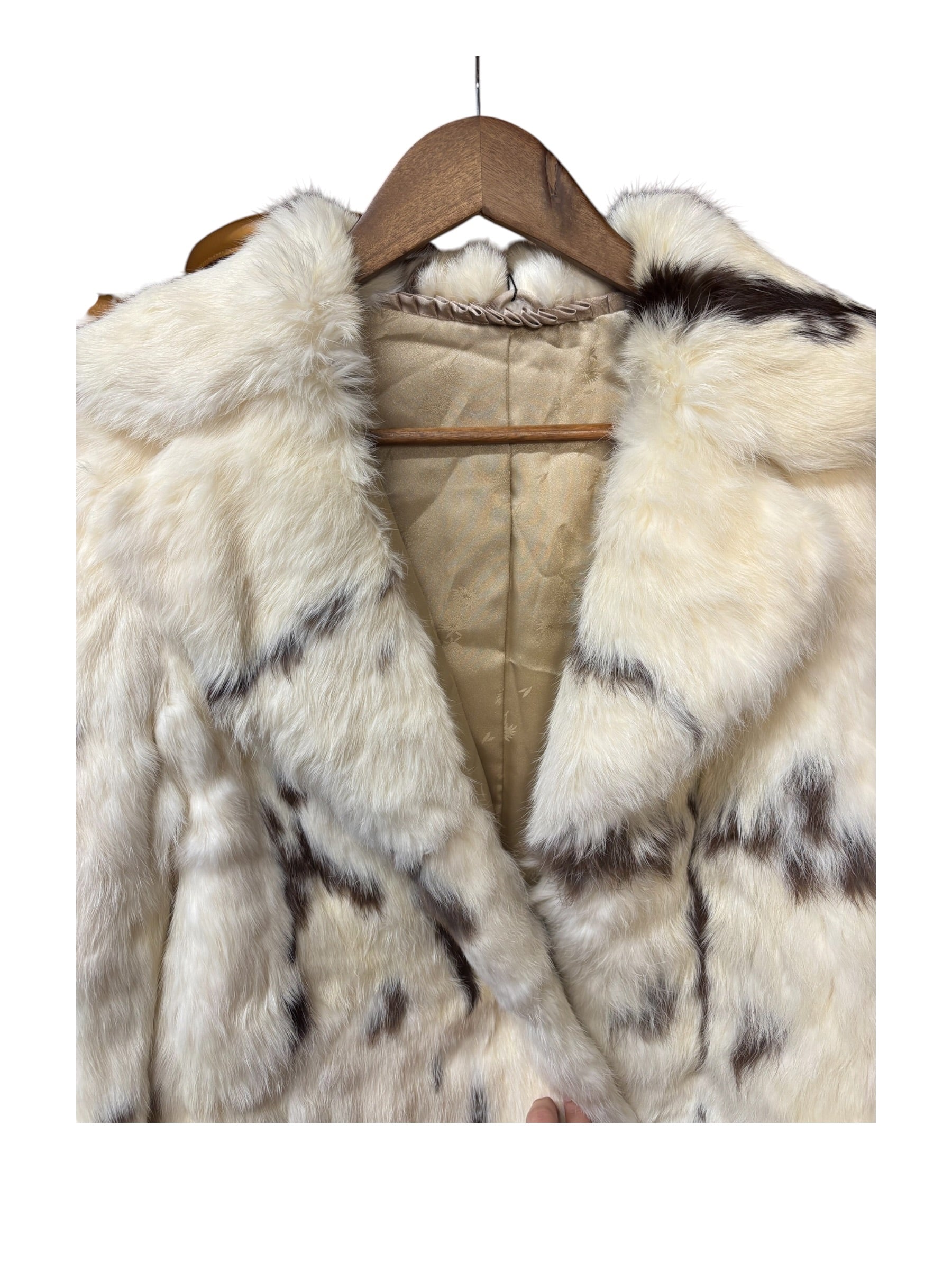 Vintage White/Brown Rabbit Fur Coat
