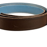 Hermes Tuareg H Solid Silver Buckle Black/Blue Belt