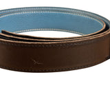 Hermes Tuareg H Solid Silver Buckle Black/Blue Belt