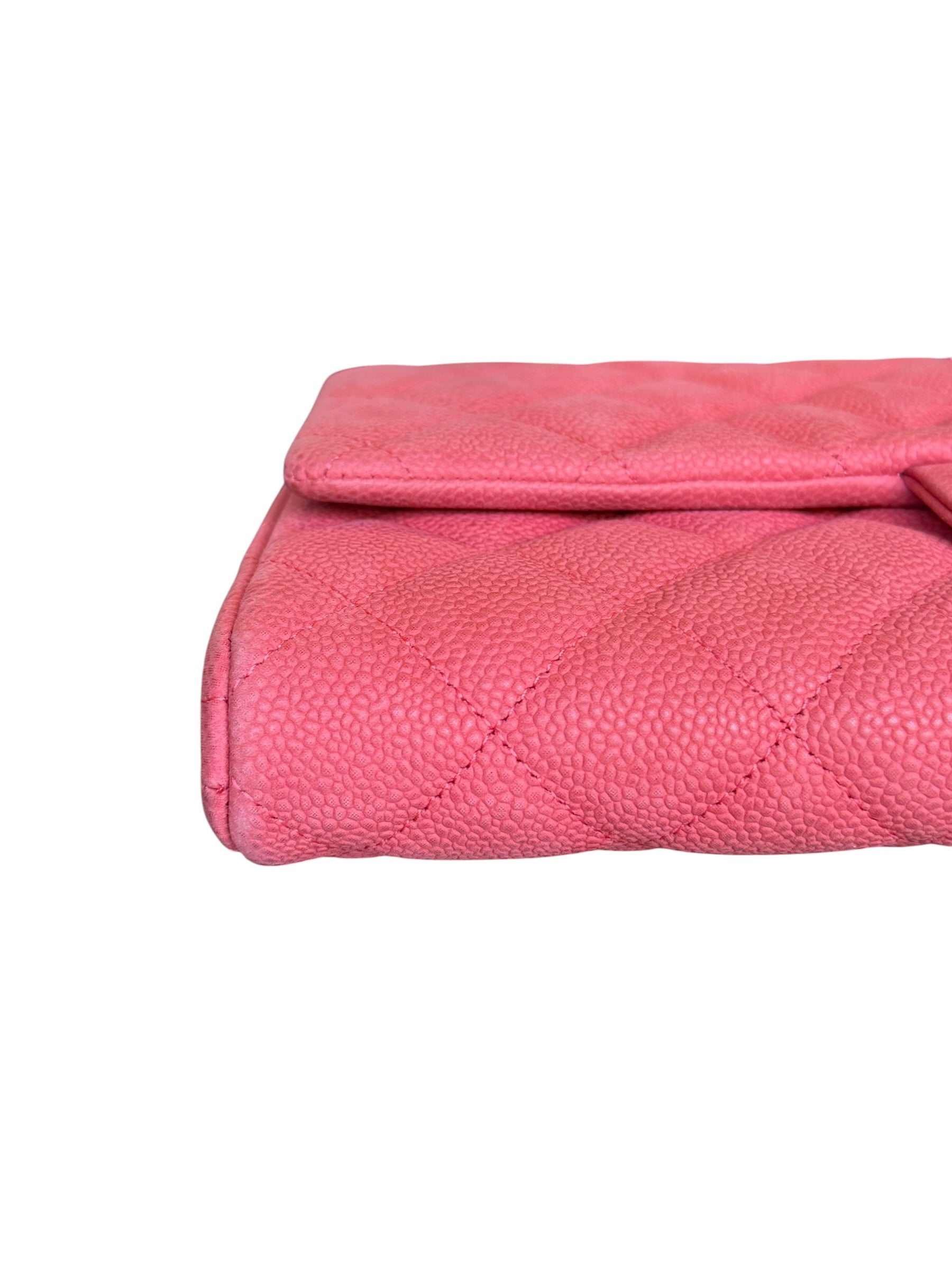 Chanel Coral Pink Matte Quilted Caviar Flap Shoulder Bag 2012