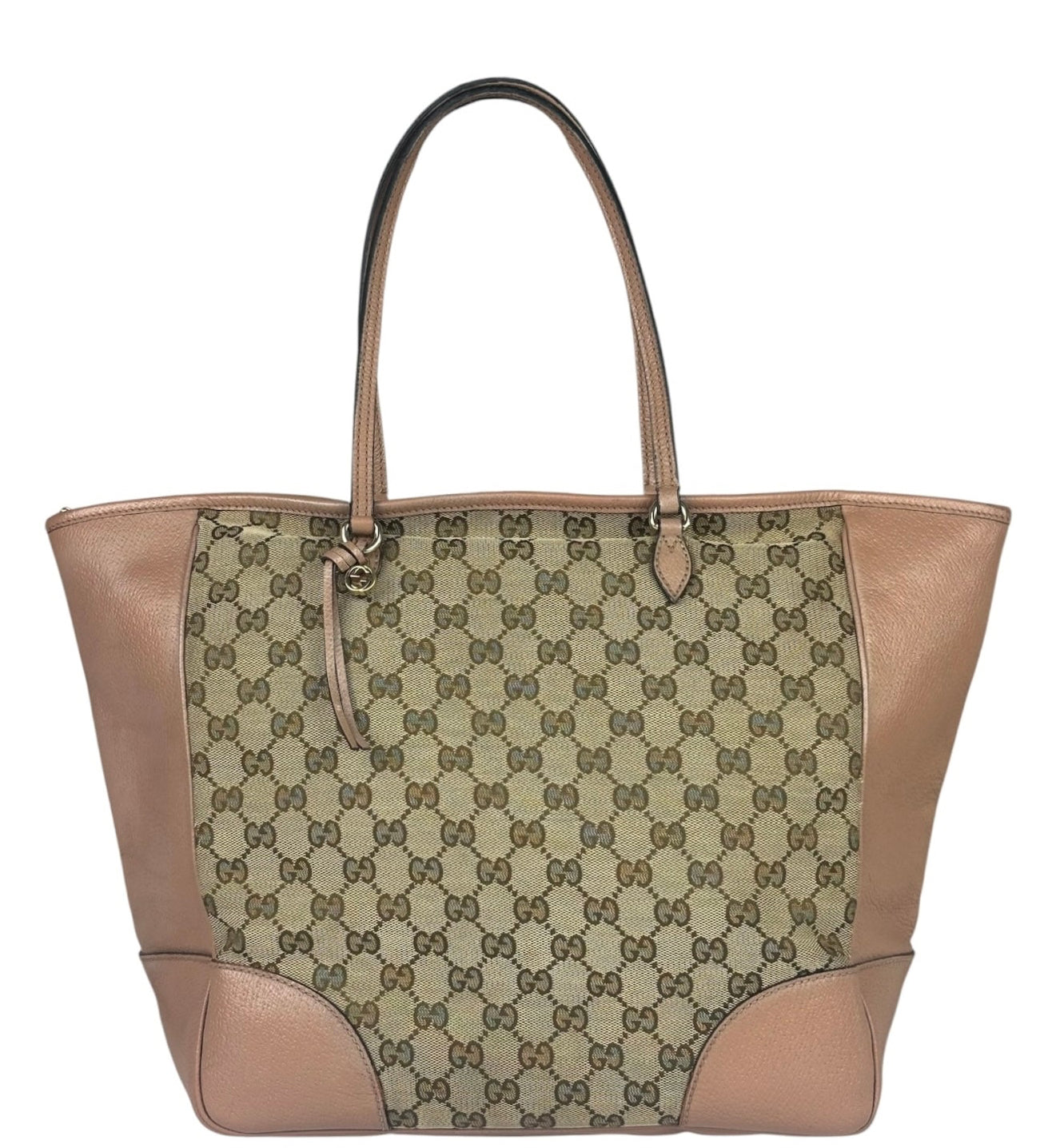 Gucci Beige/Pink Leather Trim Bree Shoulder Bag