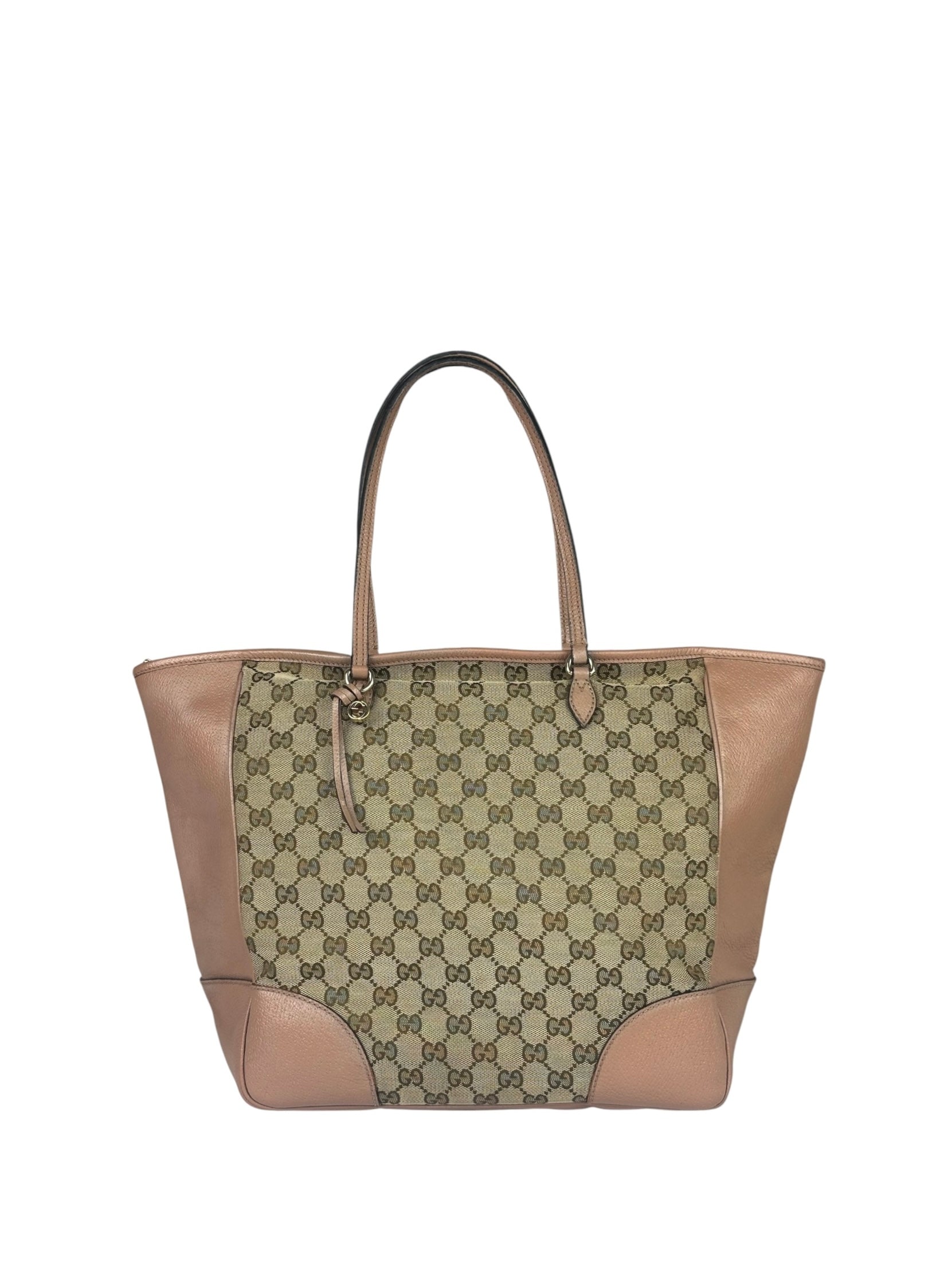 Gucci Beige/Pink Leather Trim Bree Shoulder Bag
