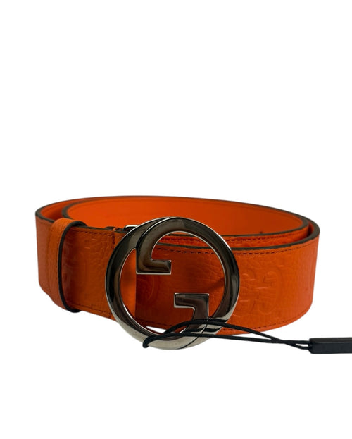 Gucci Orange Calfskin GG Logo Belt