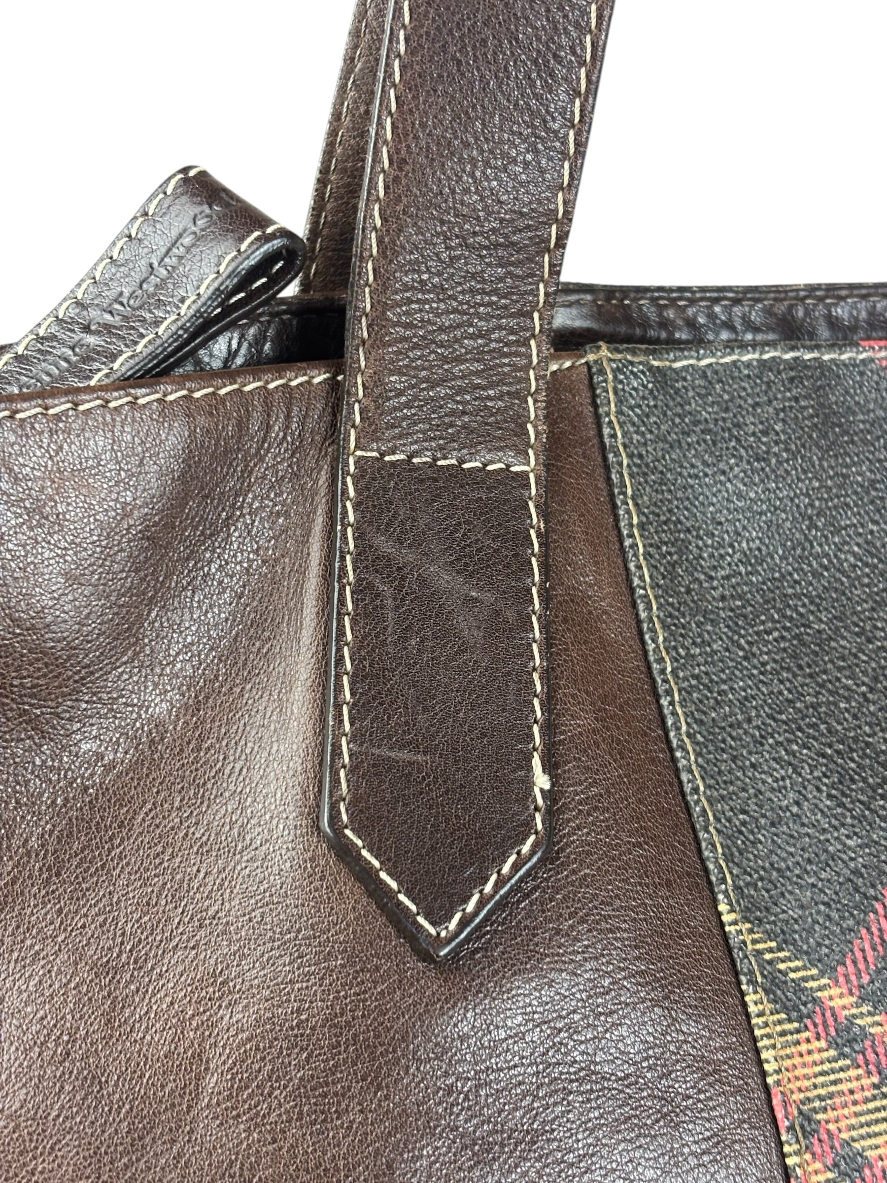 Vivienne Westwood Brown Leather Tartan Shoulder/Tote Bag