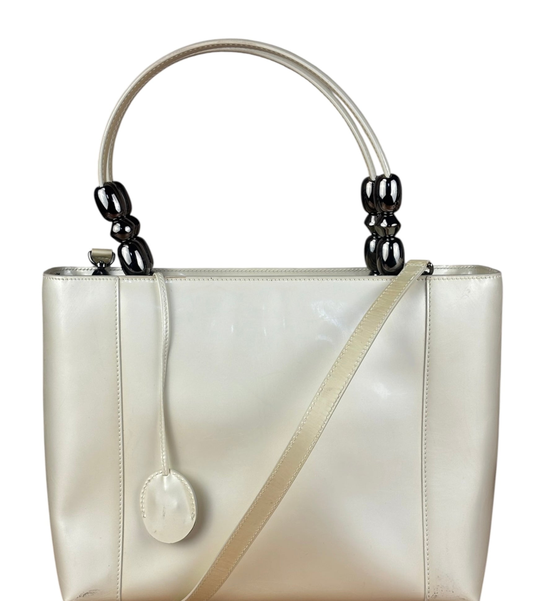Christain Dior Leather Chrome Beaded Malice Tote Bag