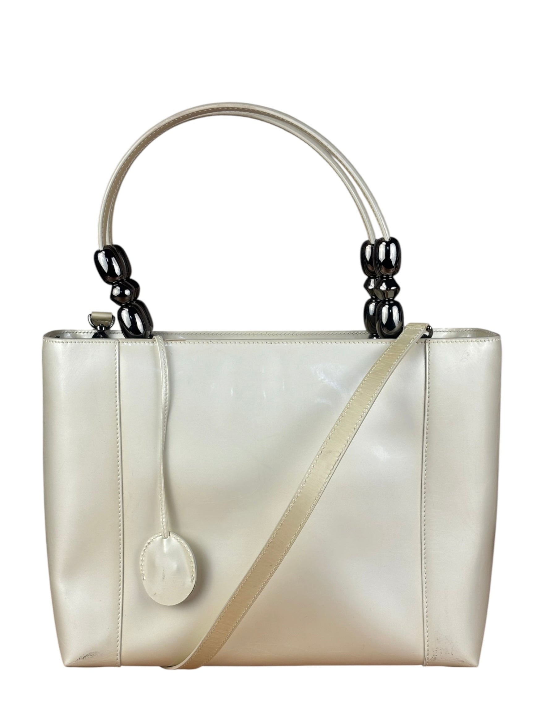 Christain Dior Leather Chrome Beaded Malice Tote Bag