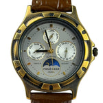 Alba Moon Phase Month Day Date Brown Leather Strap