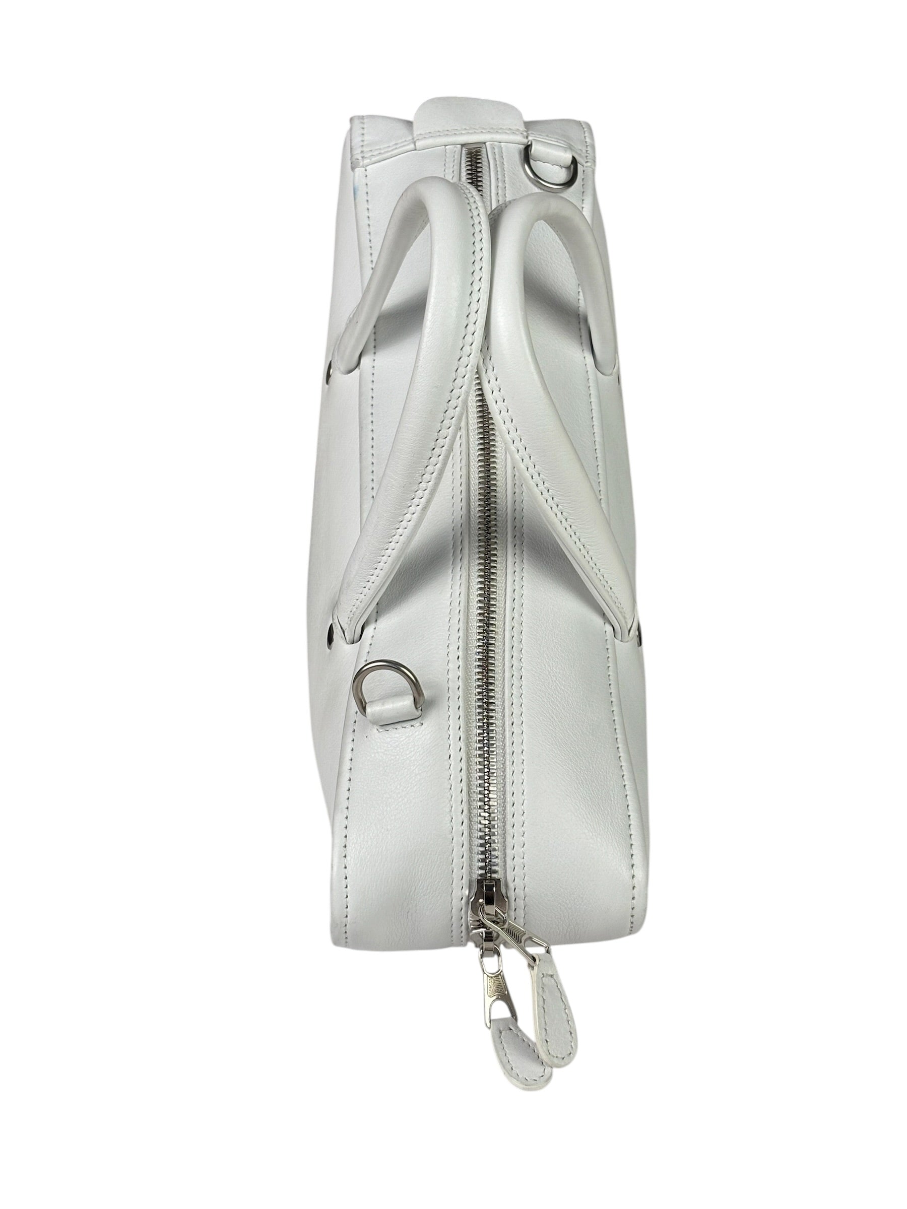 Balenciaga White Leather Triangle Two-Way Bag