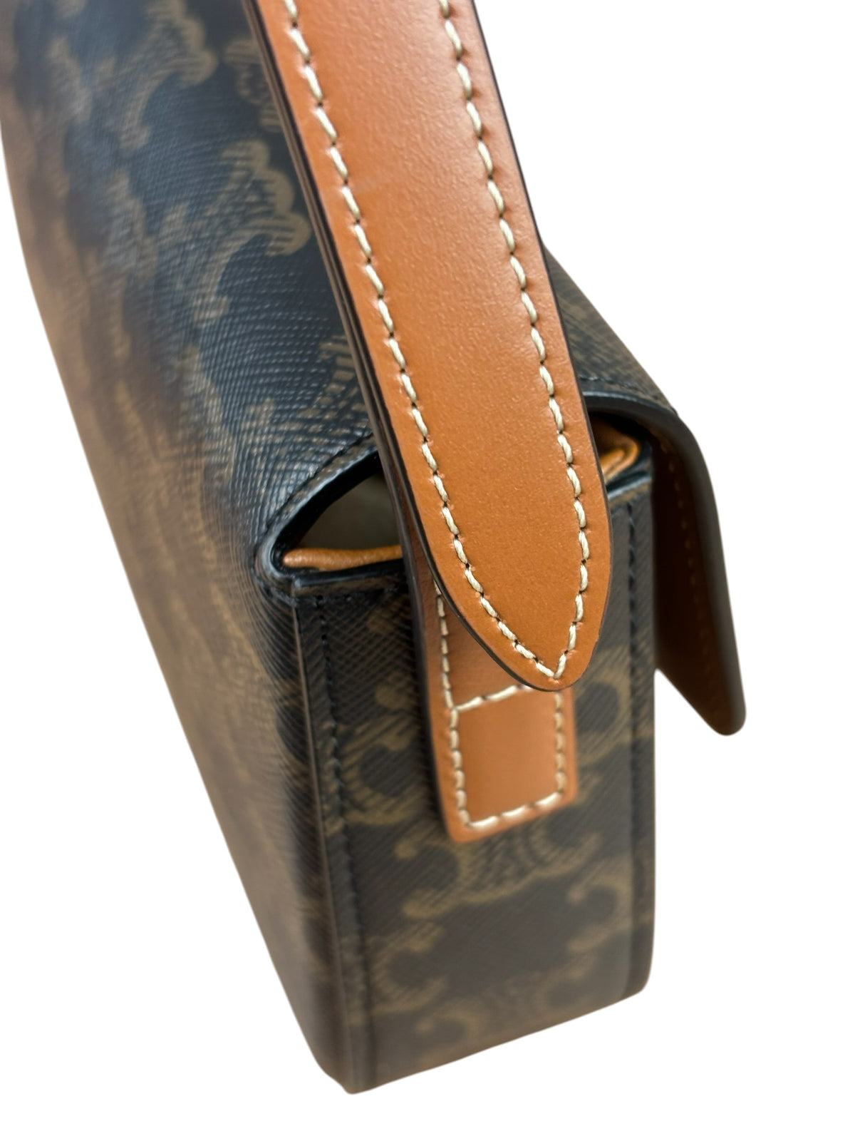 Celine Black/Brown Leather Triomphe Claude Flap Bag