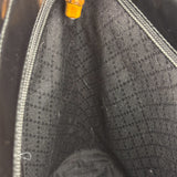 Gucci Vintage Black Ribbed Bamboo Top Handle Bag