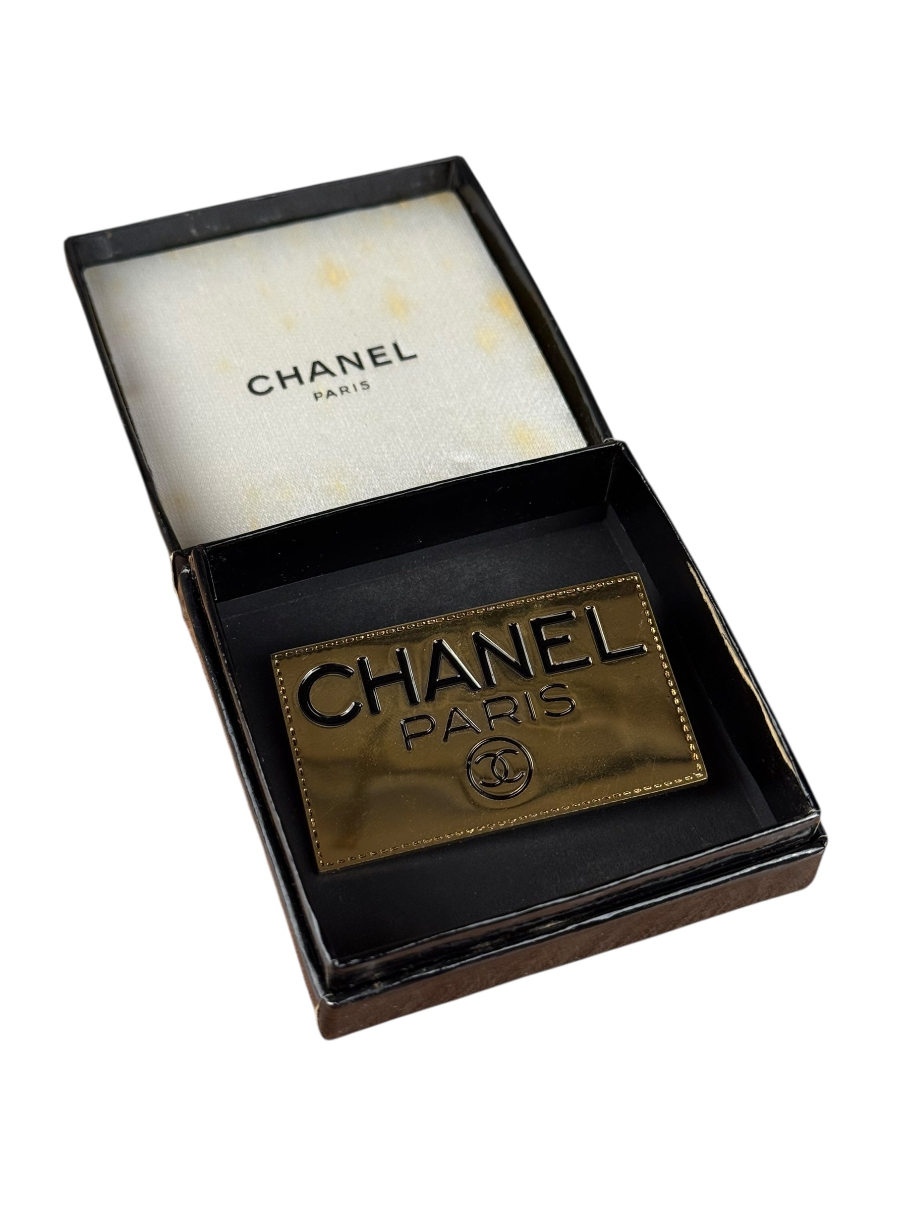 Chanel Vintage gold Plated Logo Brooch
