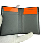 Prada Black/Grey Saffiano Leather Card Holder