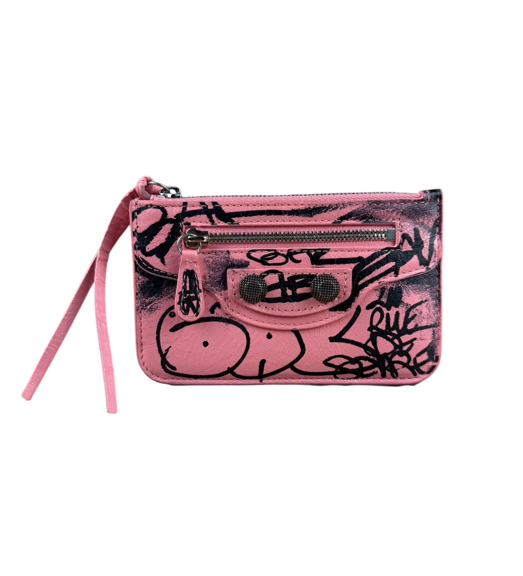 Balenciaga Pink Grafitti Le City Zip Wallet