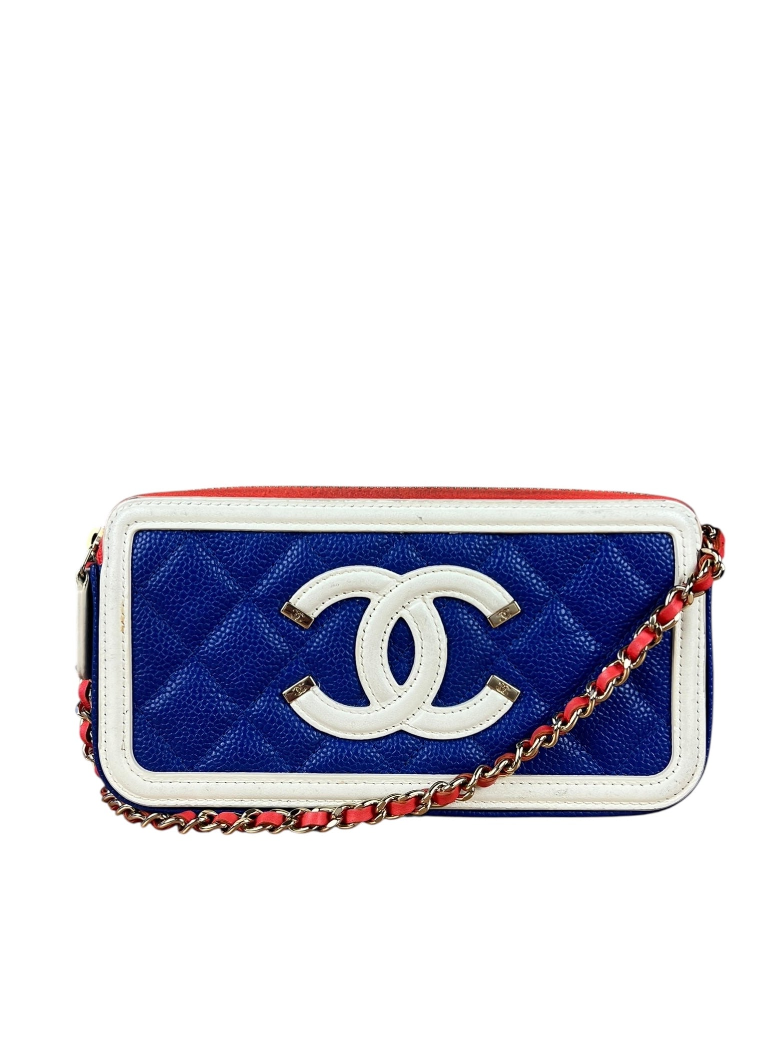 Chanel 2019 Caviar Quilted CC Filigree Clutch on Chain