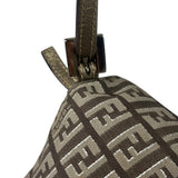 Fendi Brown/Metallic Gold Leather Trim Zucca Baguette