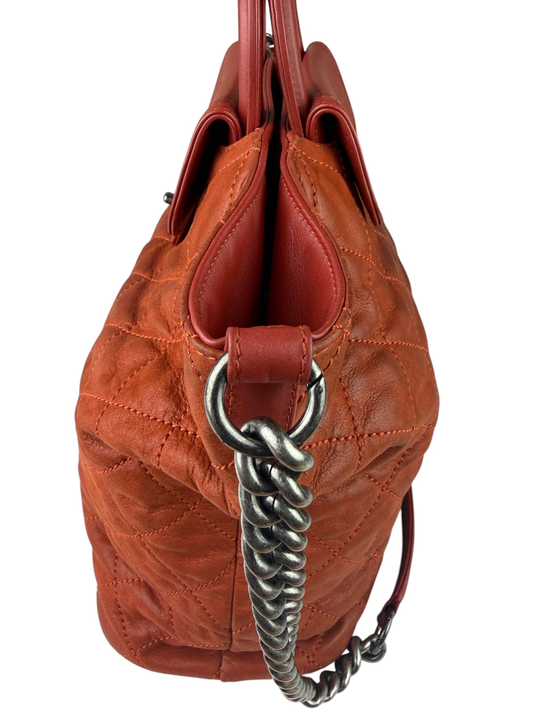 Chanel Orange Quilted Leather Large In The Mix Shopping Two-Way Tote 2011