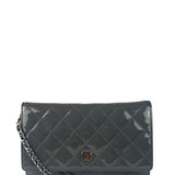 Chanel Grey Quilted Patent Leather Wallet-On-Chain 2012