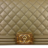 Chanel Olive Green Quilted Caviar Boy Flap Bag 2017
