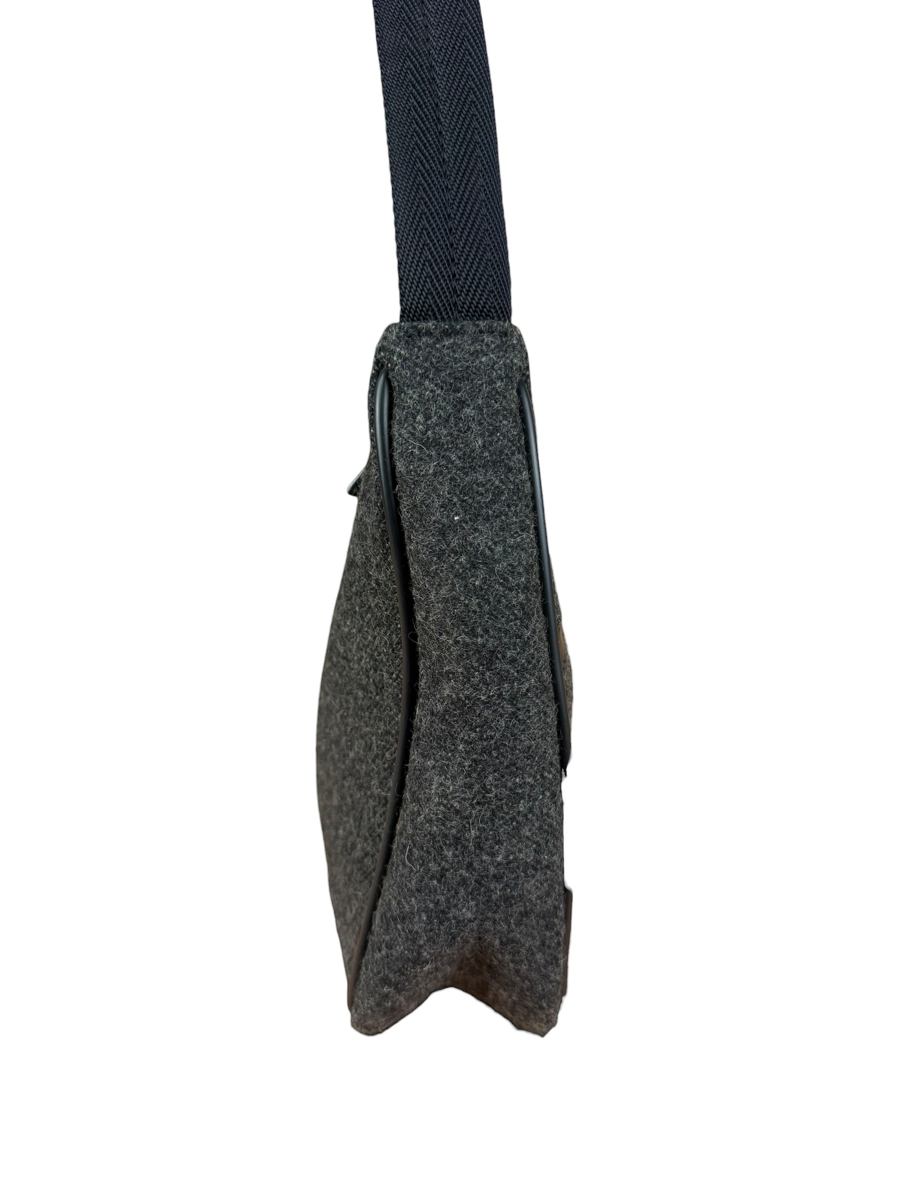 Prada Charcoal Gray Wool Sport Mini Hobo Bag